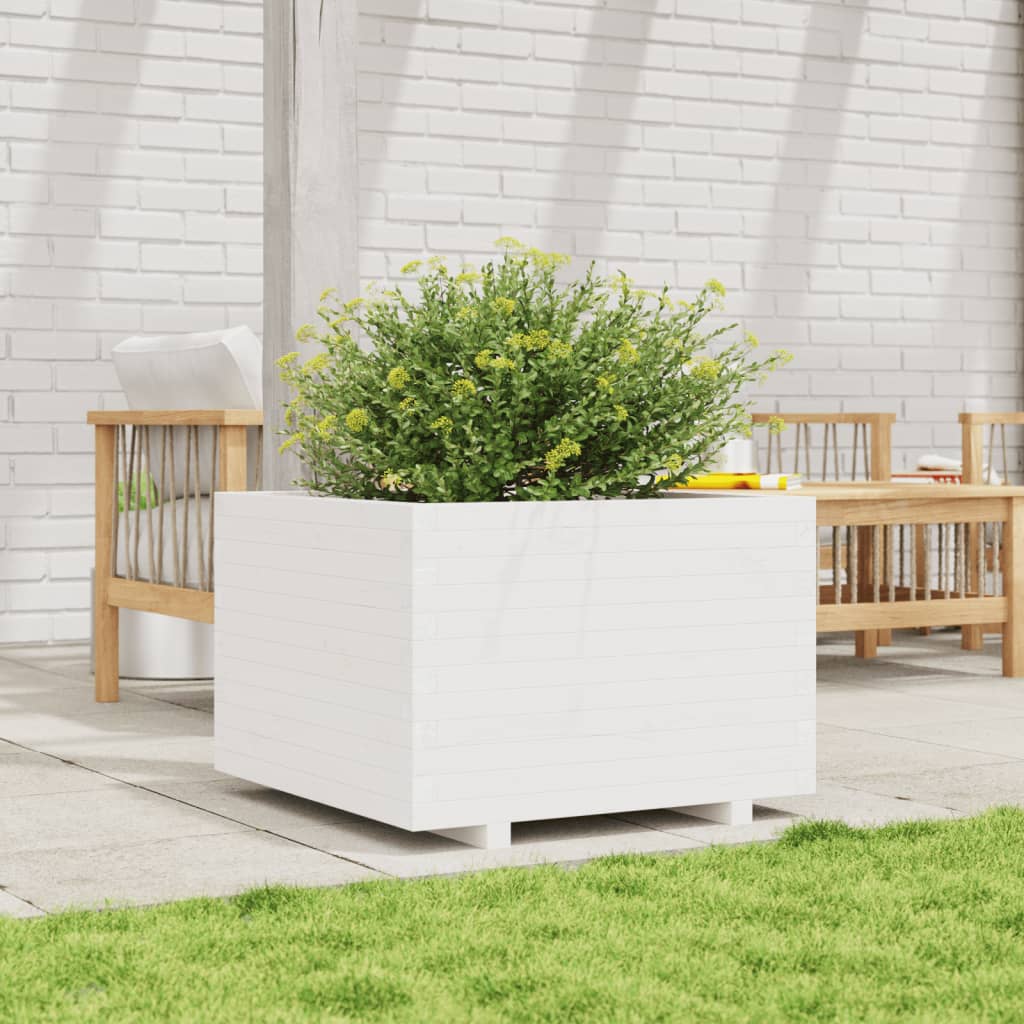 plantekasse 70x70x49,5 cm massivt fyrretræ hvid