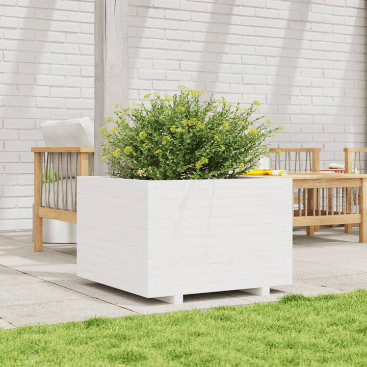 plantekasse 70x70x49,5 cm massivt fyrretræ hvid