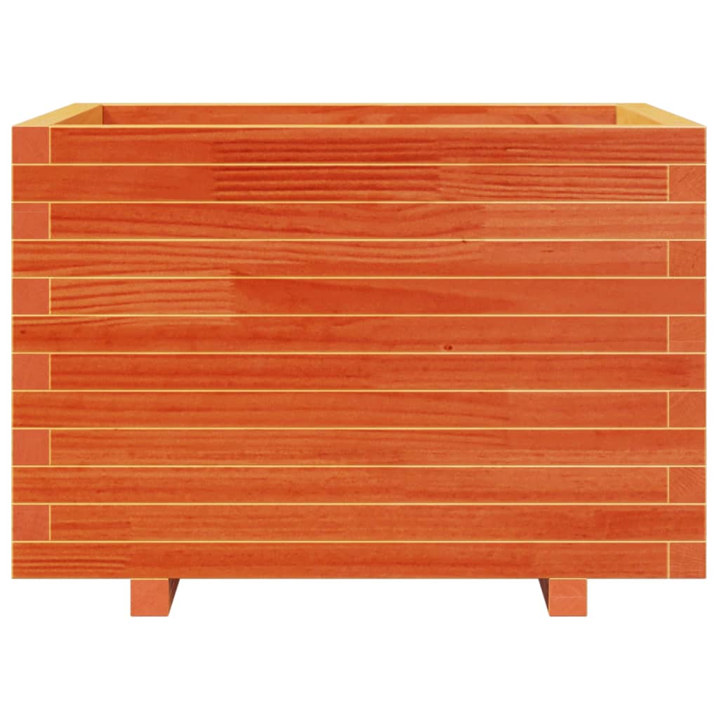 plantekasse 70x70x49,5 cm massivt fyrretræ gyldenbrun