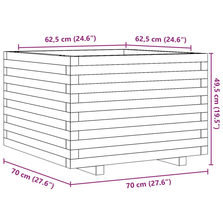 plantekasse 70x70x49,5 cm imprægneret fyrretræ