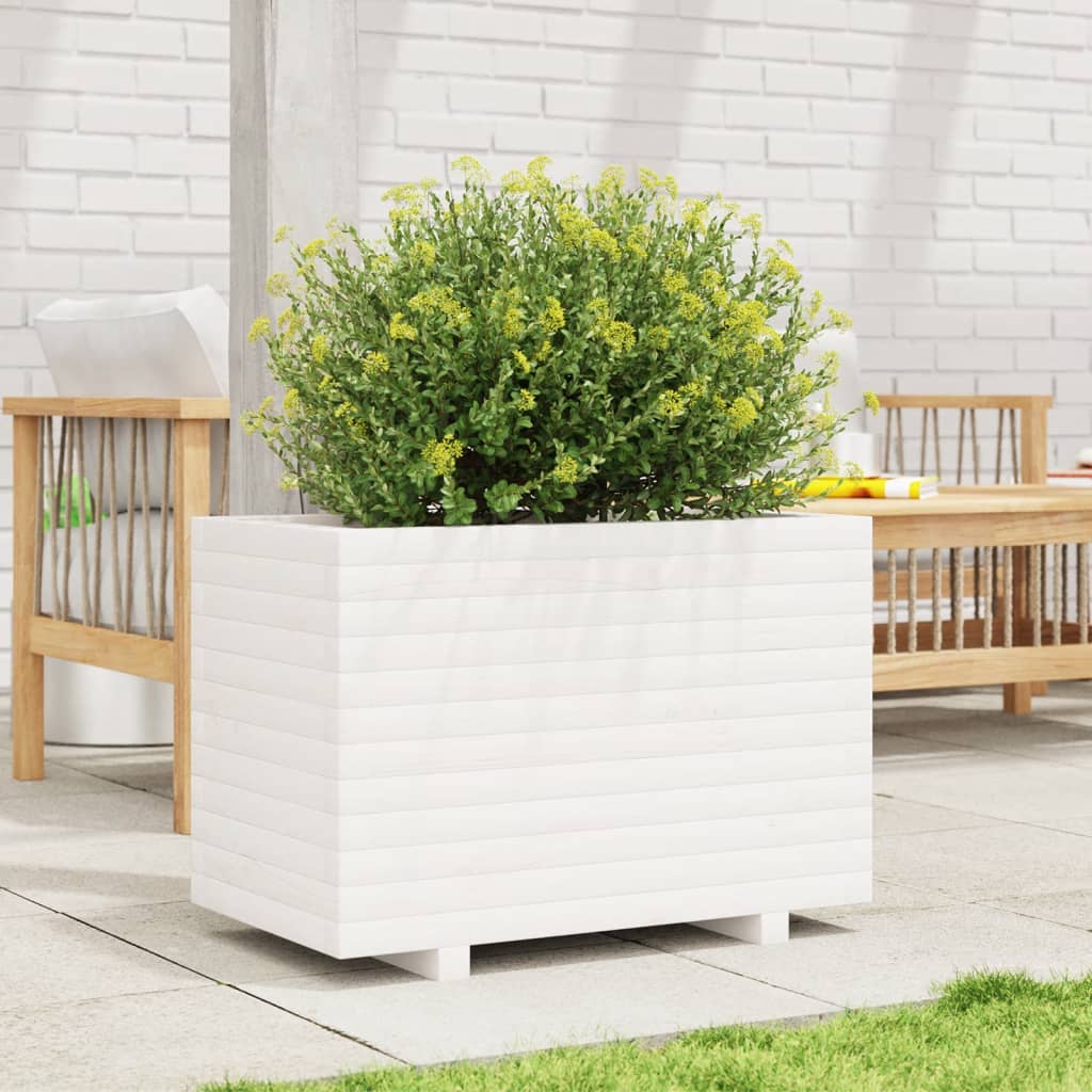 plantekasse 70x40x49,5 cm massivt fyrretræ hvid