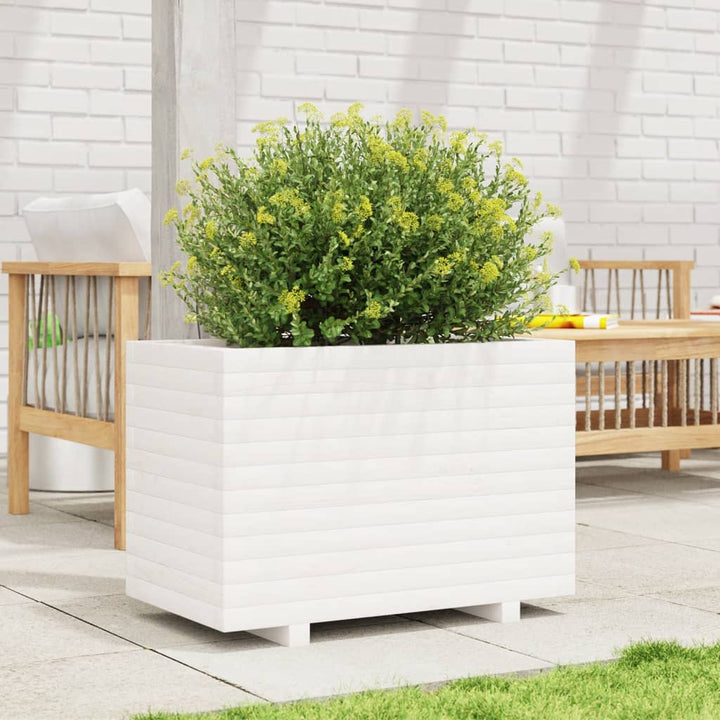 plantekasse 70x40x49,5 cm massivt fyrretræ hvid