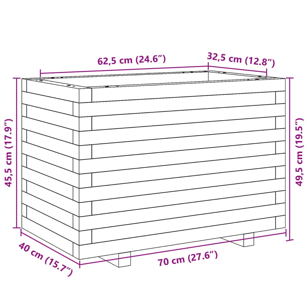 plantekasse 70x40x49,5 cm imprægneret fyrretræ