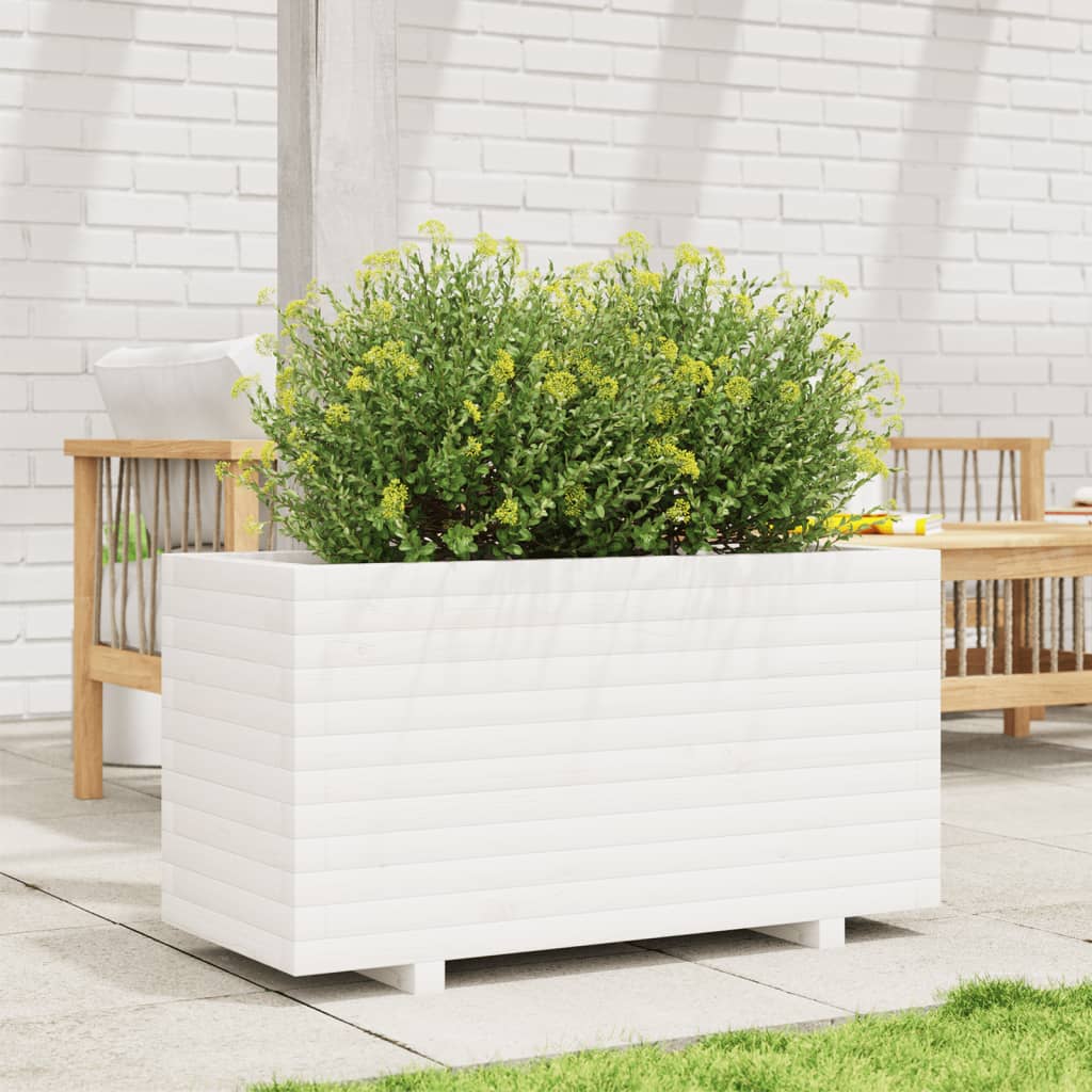 plantekasse 90x40x49,5 cm massivt fyrretræ hvid