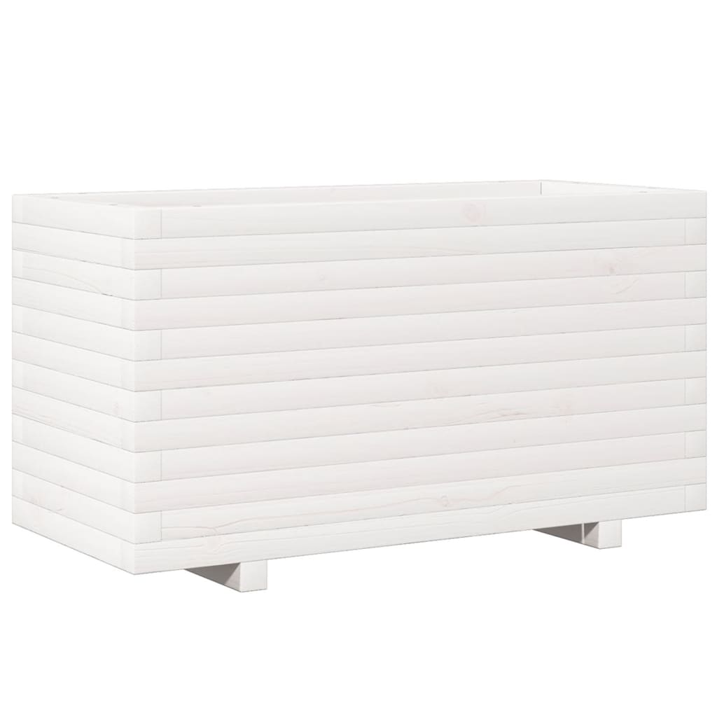 plantekasse 90x40x49,5 cm massivt fyrretræ hvid