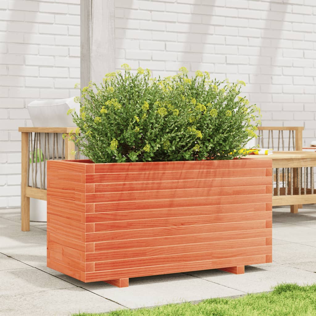 plantekasse 90x40x49,5 cm massivt fyrretræ gyldenbrun