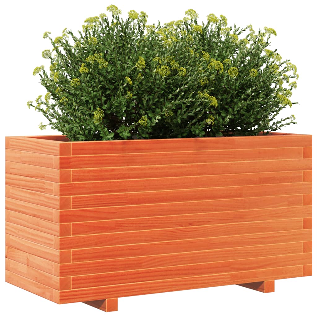 plantekasse 90x40x49,5 cm massivt fyrretræ gyldenbrun