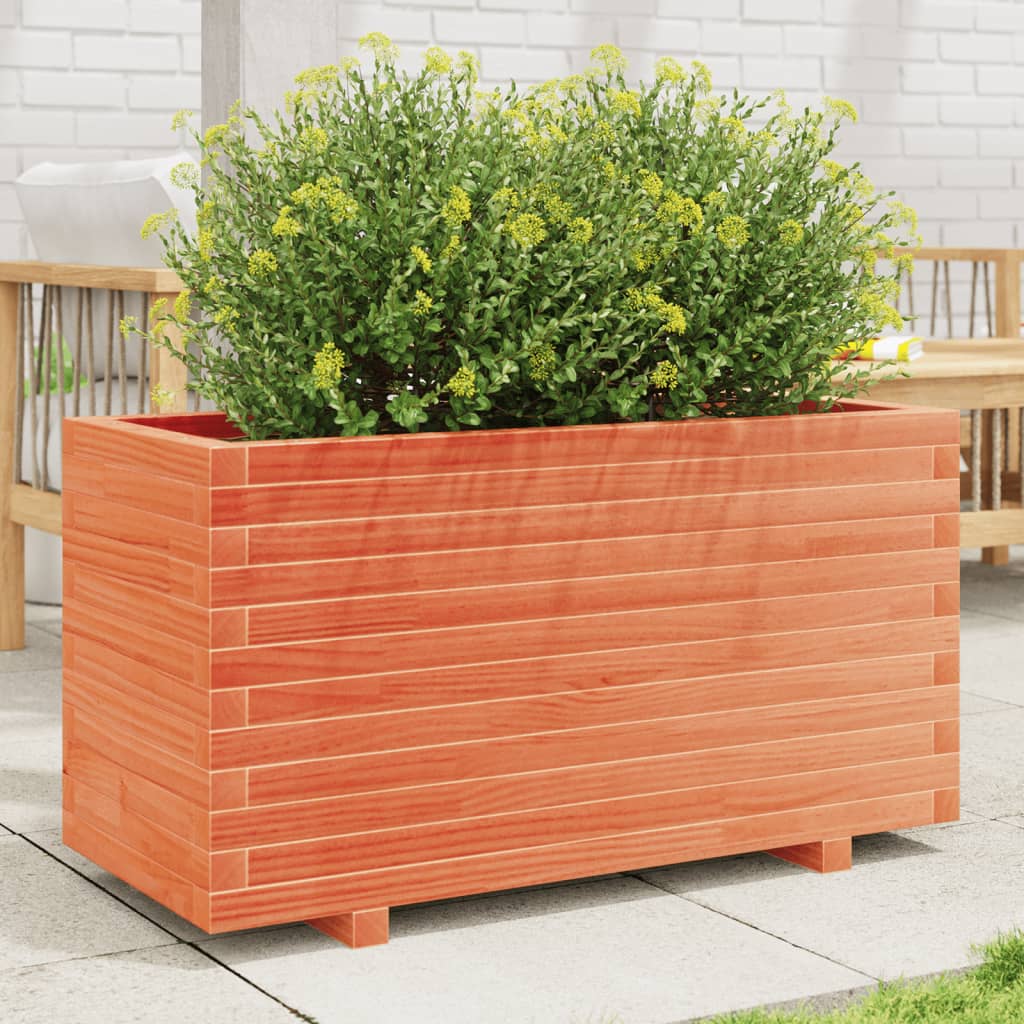 plantekasse 90x40x49,5 cm massivt fyrretræ gyldenbrun