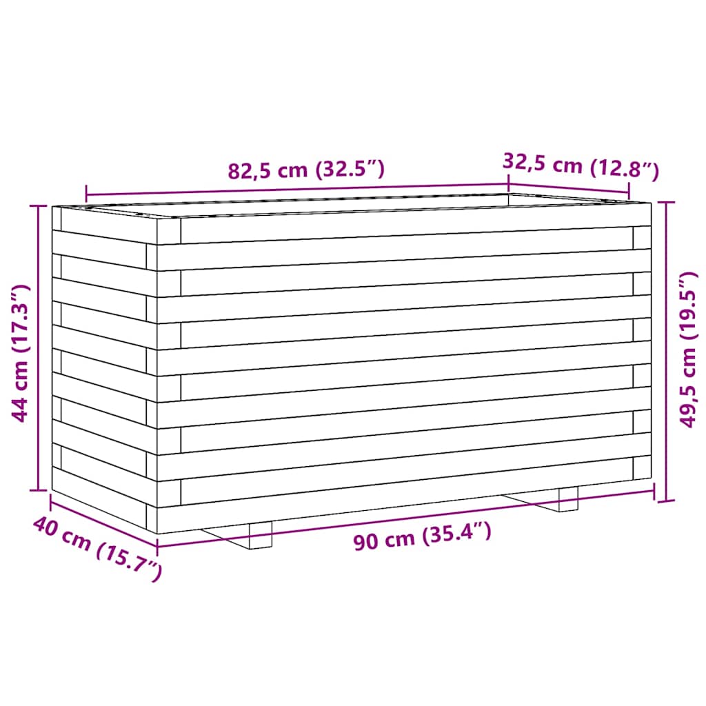 plantekasse 90x40x49,5 cm imprægneret fyrretræ