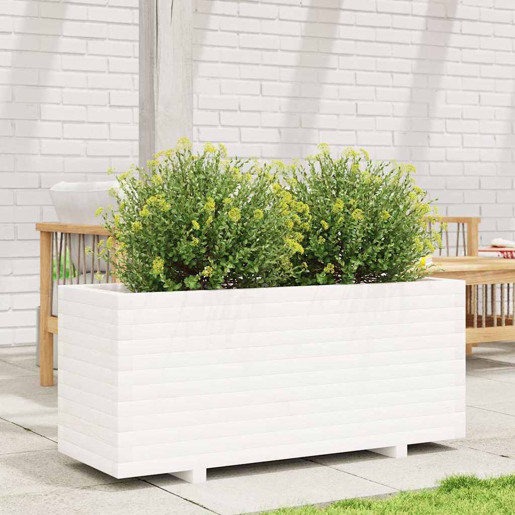 plantekasse 110x40x49,5 cm massivt fyrretræ hvid
