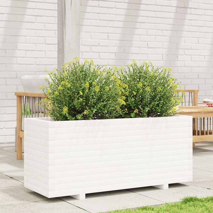 plantekasse 110x40x49,5 cm massivt fyrretræ hvid