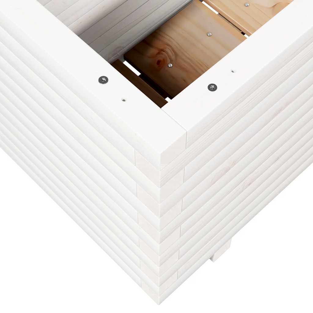 plantekasse 110x40x49,5 cm massivt fyrretræ hvid