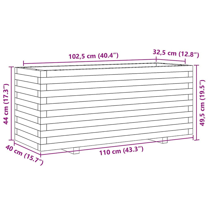 plantekasse 110x40x49,5 cm massivt fyrretræ hvid