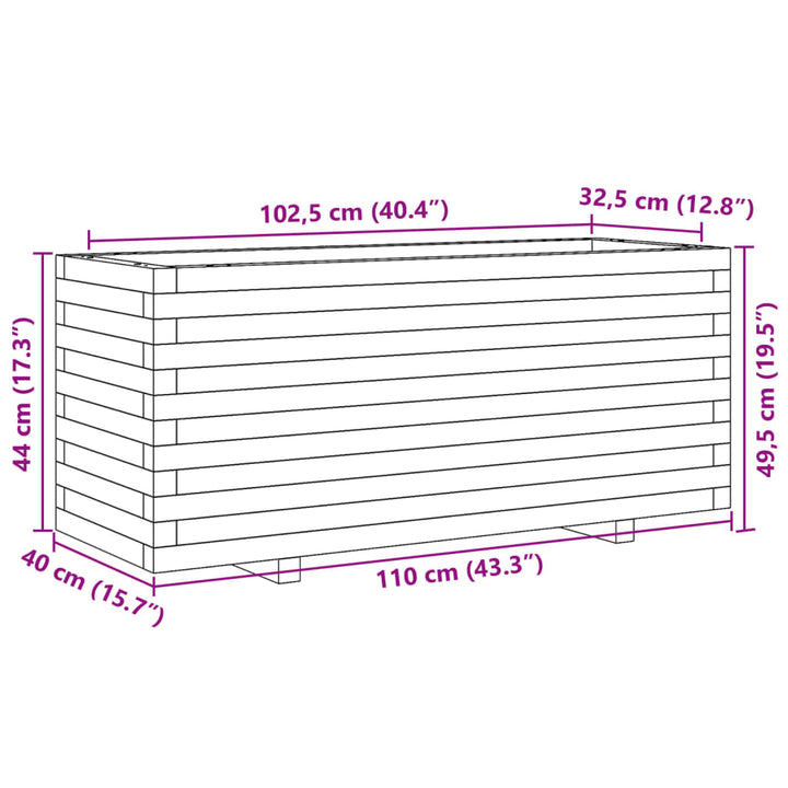 plantekasse 110x40x49,5 cm imprægneret fyrretræ