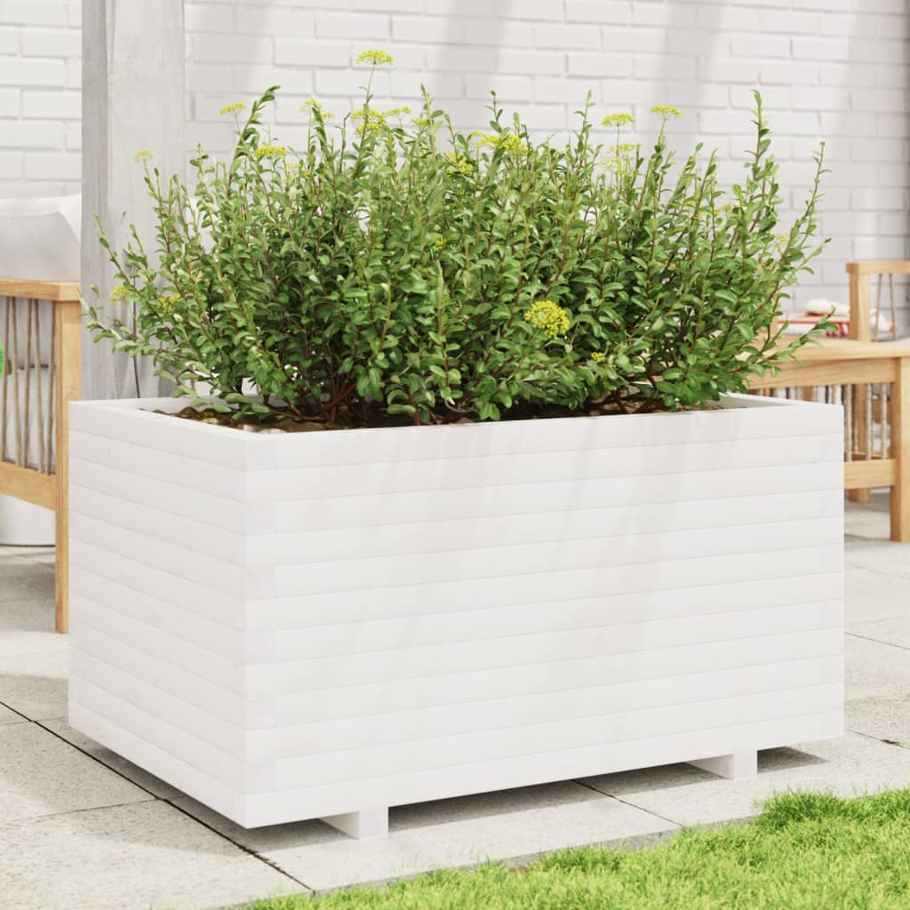 plantekasse 90x60x49,5 cm massivt fyrretræ hvid