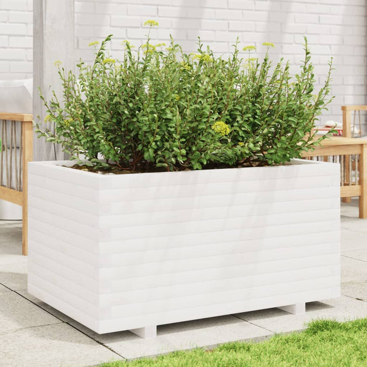plantekasse 90x60x49,5 cm massivt fyrretræ hvid