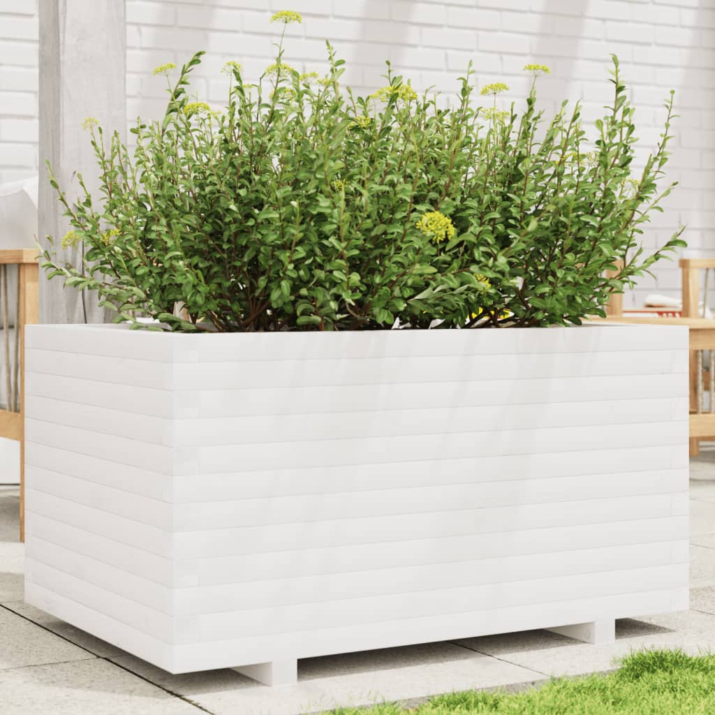 plantekasse 90x60x49,5 cm massivt fyrretræ hvid