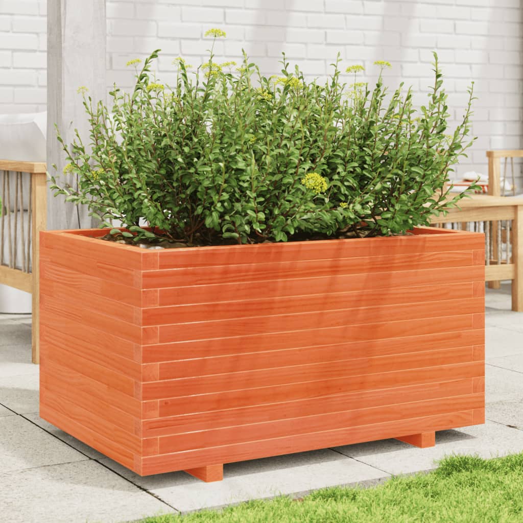 plantekasse 90x60x49,5 cm massivt fyrretræ gyldenbrun