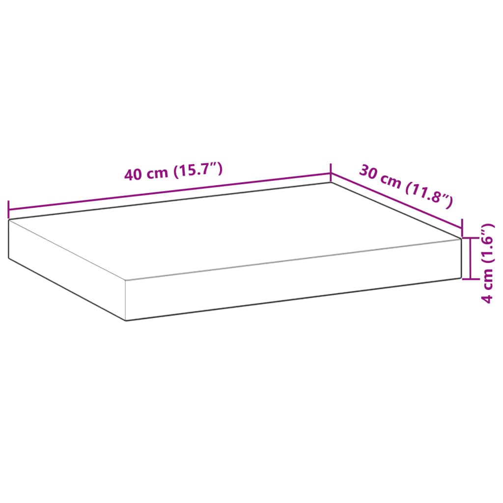bordplade 40x30x4 cm rektangulær massivt akacietræ