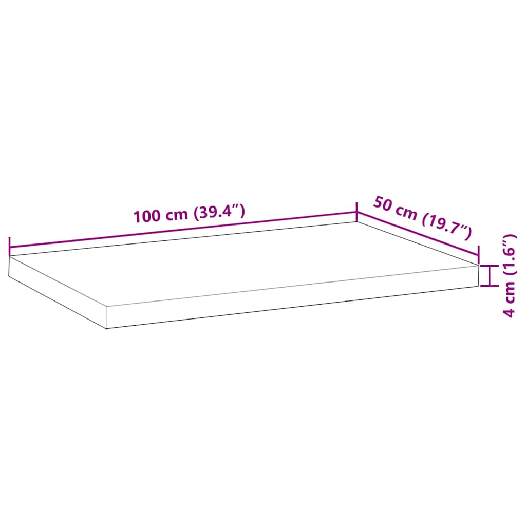 bordplade 100x50x4 cm rektangulær massivt akacietræ