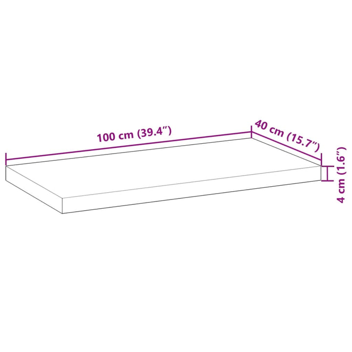 bordplade 100x40x4 cm rektangulær massivt akacietræ