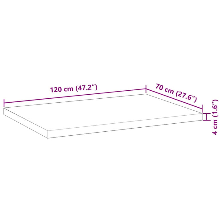 bordplade 120x70x4 cm rektangulær massivt akacietræ