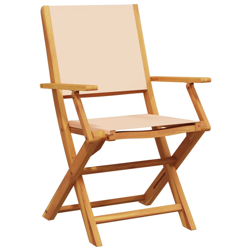 spisebordssæt til haven 5 dele stof og massivt træ beige