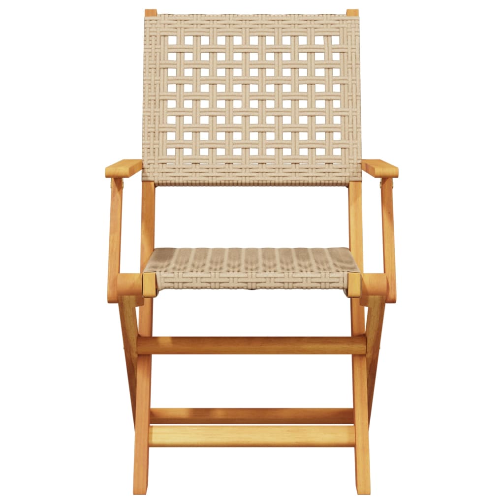 spisebordssæt til haven 7 dele polyrattan og massivt træ beige