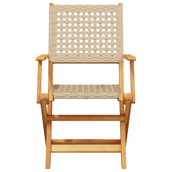 spisebordssæt til haven 7 dele polyrattan og massivt træ beige
