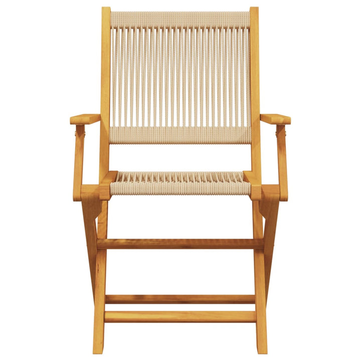 spisebordssæt til haven 7 dele polypropylen + massivt træ beige