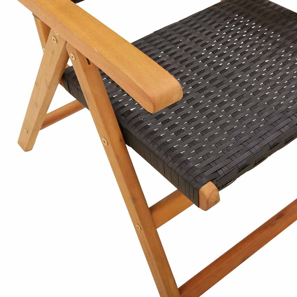 spisebordssæt til haven 7 dele polyrattan og massivt træ sort