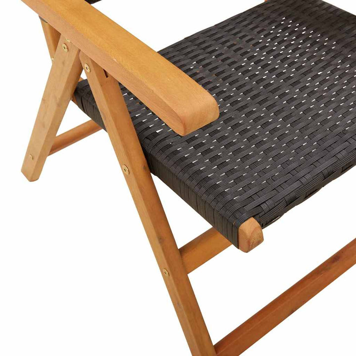 spisebordssæt til haven 7 dele polyrattan og massivt træ sort