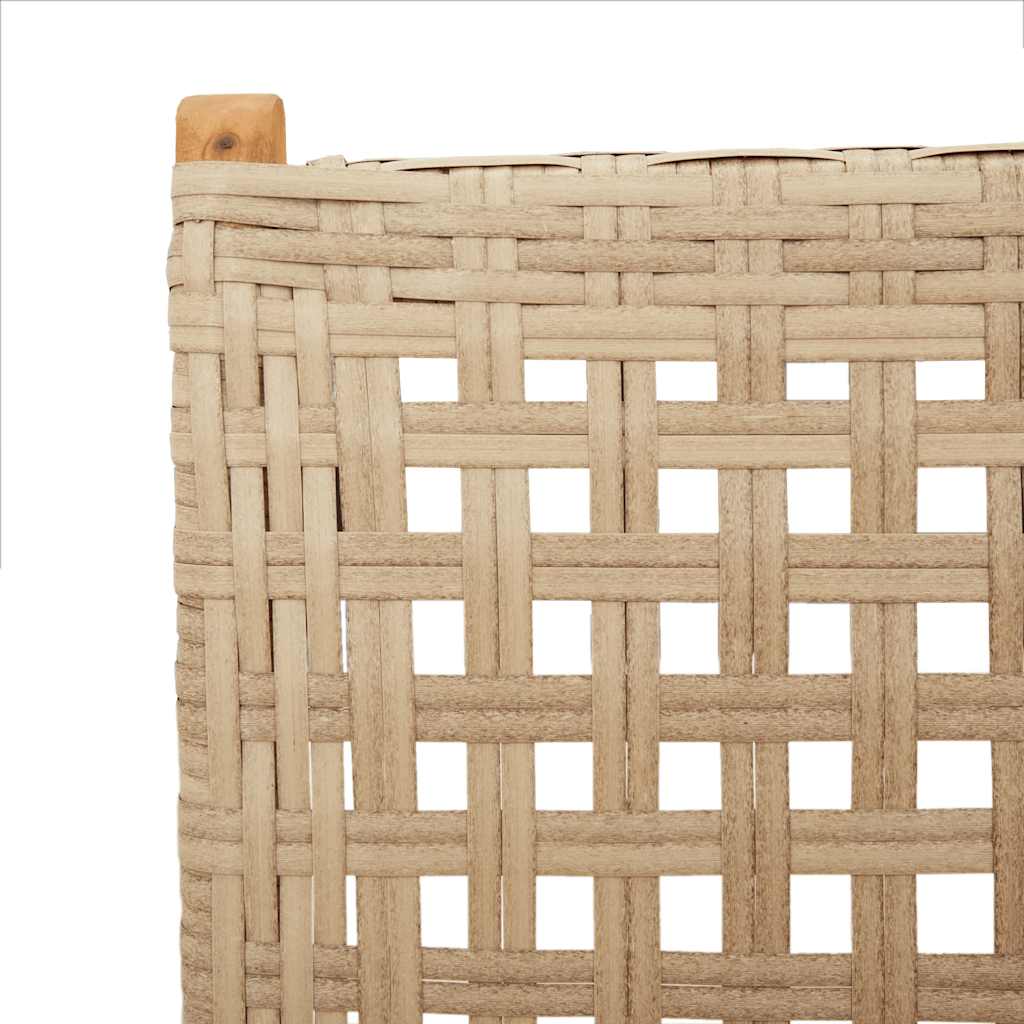 spisebordssæt til haven 7 dele polyrattan og massivt træ beige