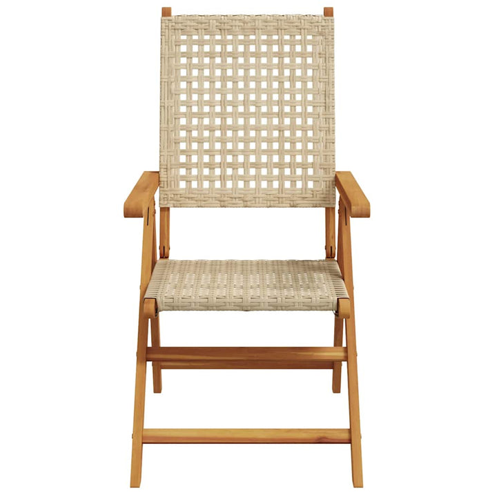 spisebordssæt til haven 7 dele polyrattan og massivt træ beige