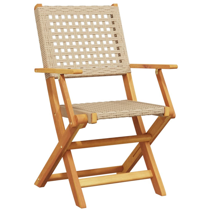 spisebordssæt til haven 5 dele polyrattan og massivt træ beige