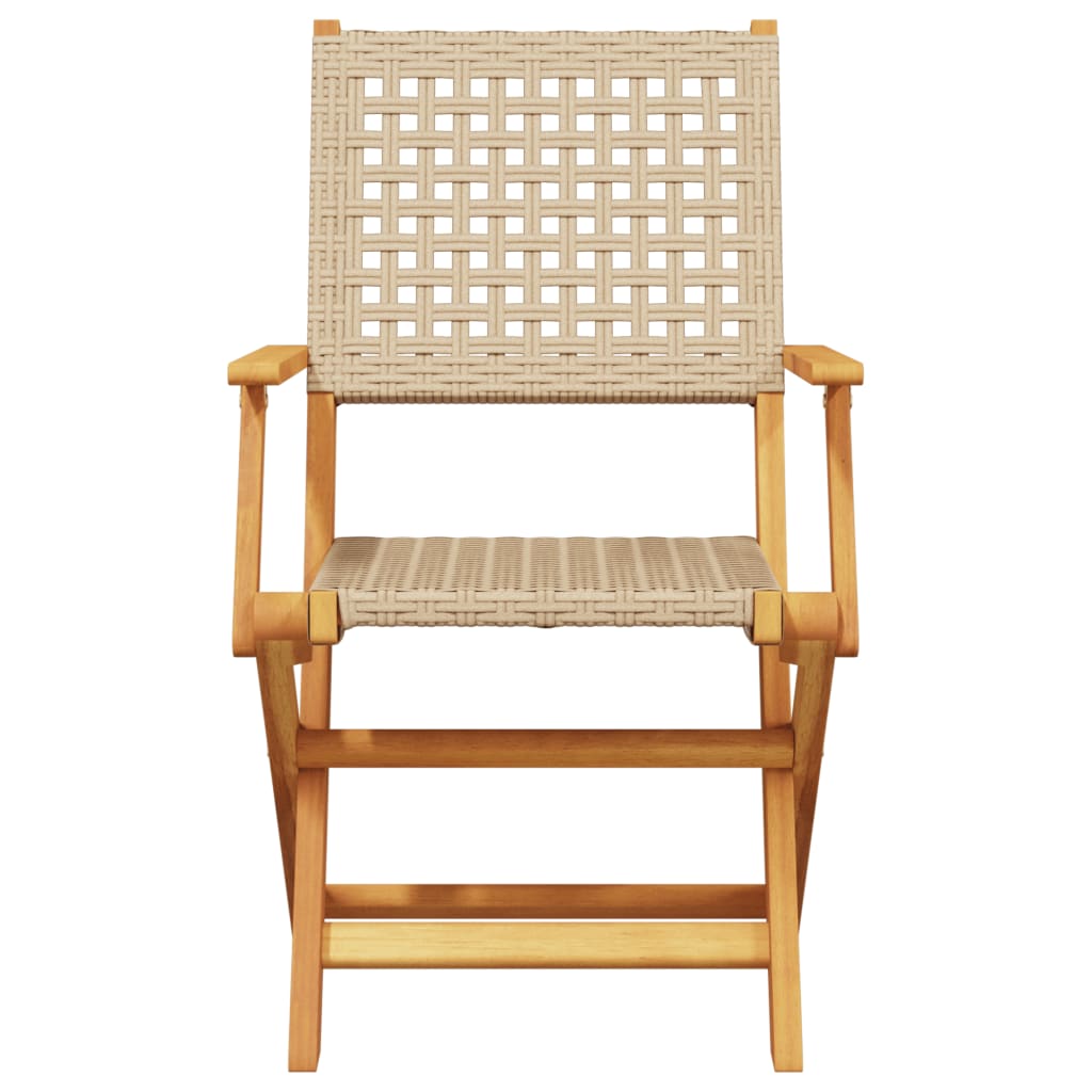 spisebordssæt til haven 5 dele polyrattan og massivt træ beige
