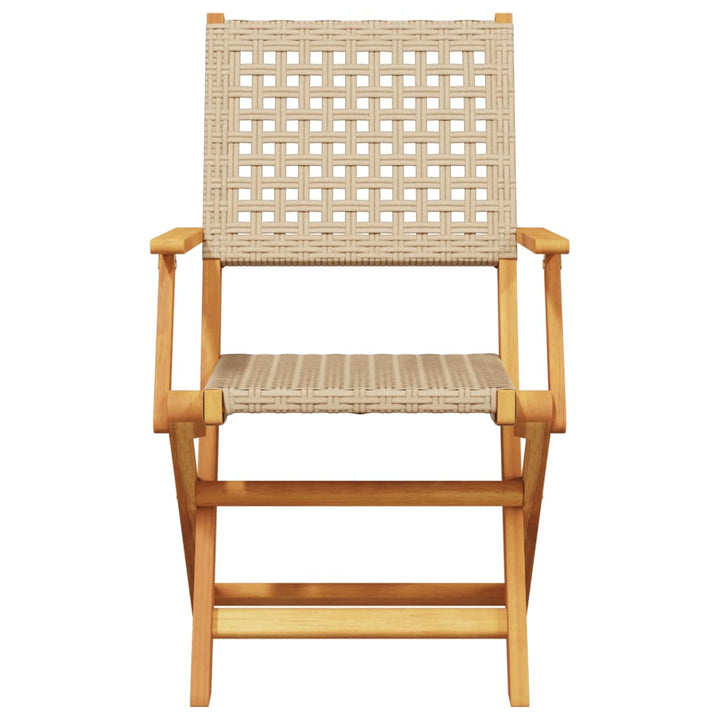 spisebordssæt til haven 5 dele polyrattan og massivt træ beige