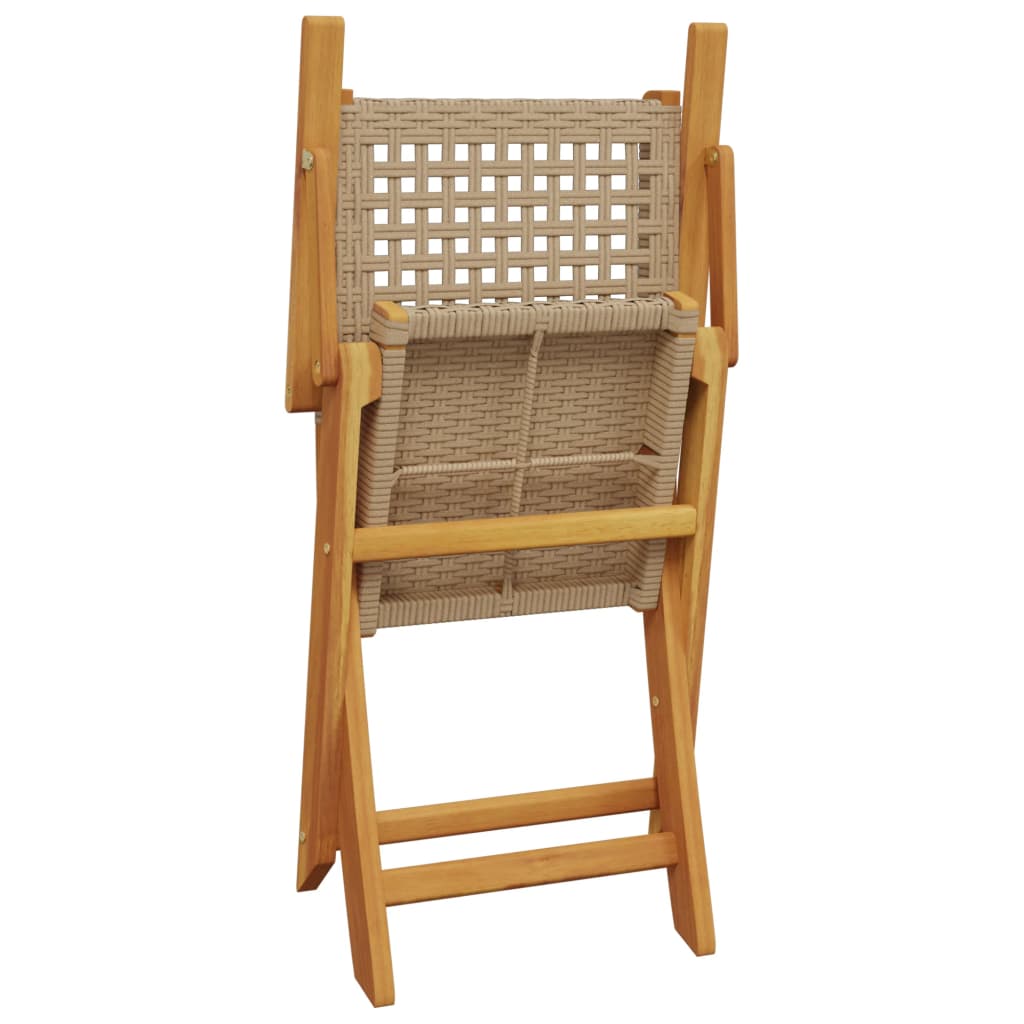 spisebordssæt til haven 5 dele polyrattan og massivt træ beige