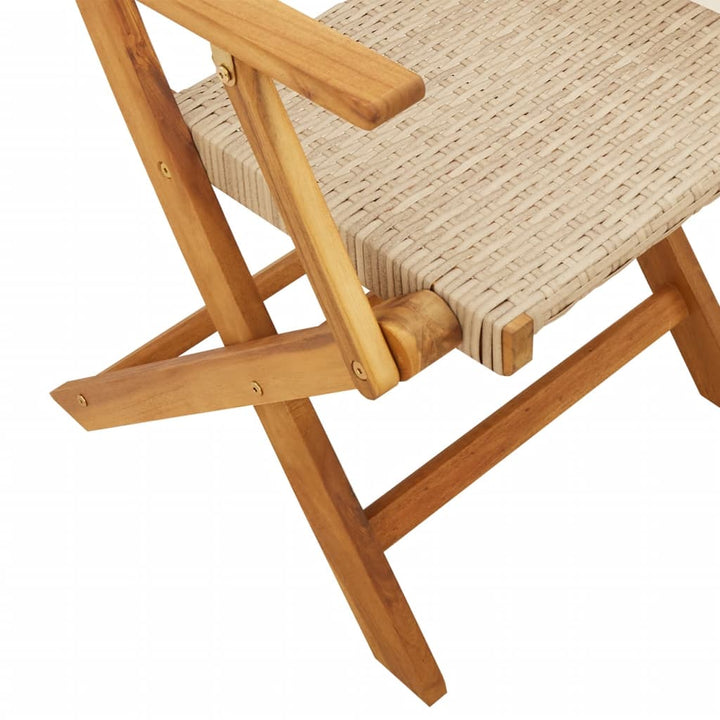 spisebordssæt til haven 5 dele polyrattan og massivt træ beige