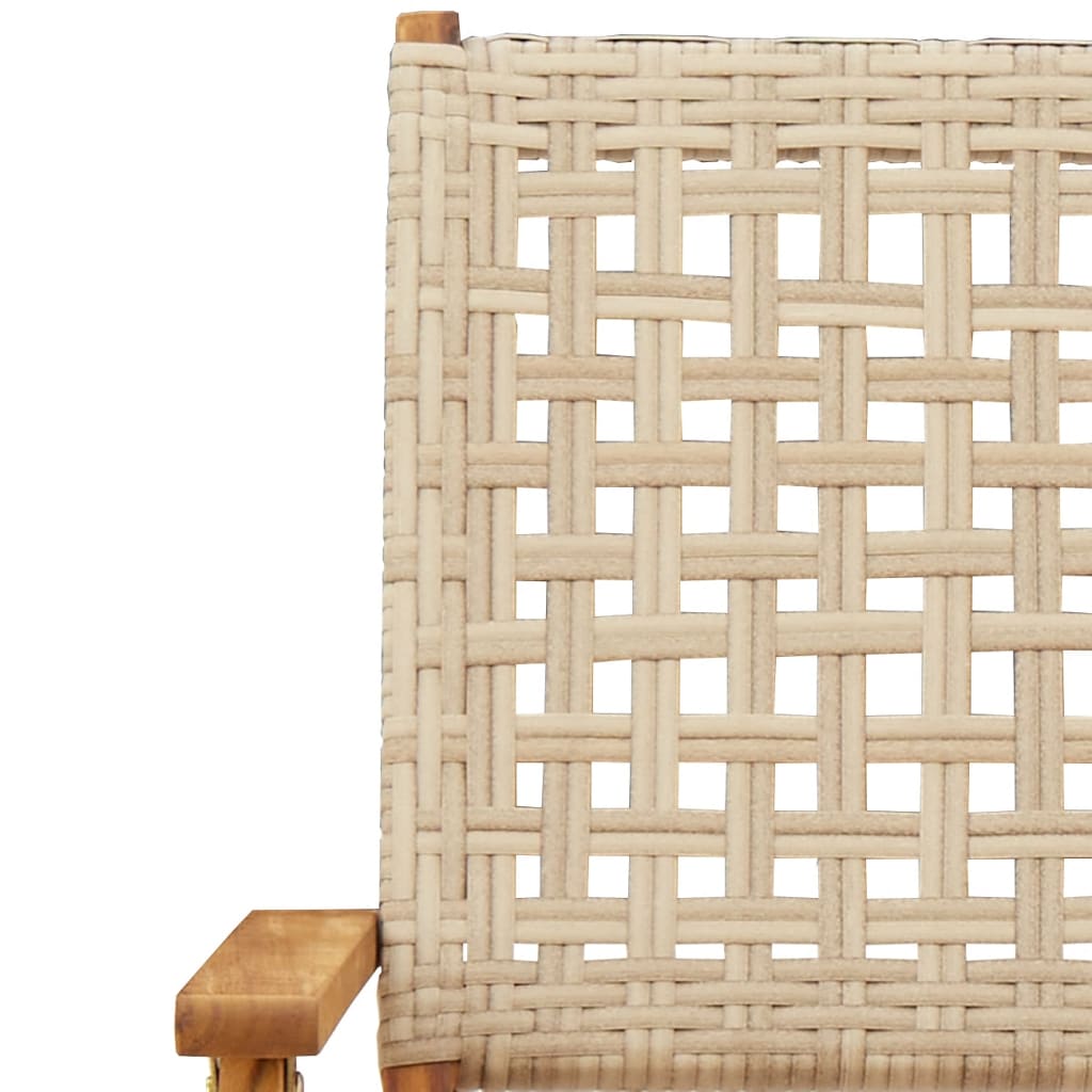 spisebordssæt til haven 5 dele polyrattan og massivt træ beige