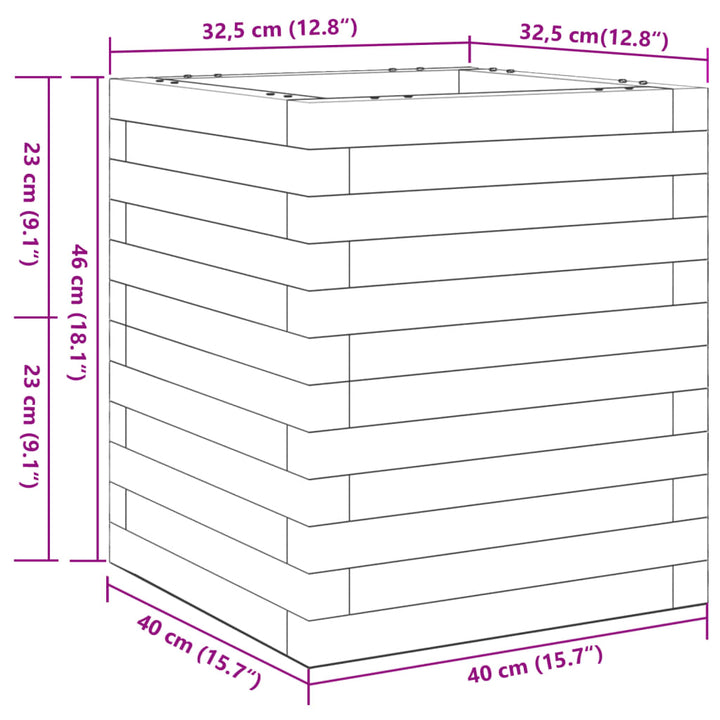 plantekasse 40x40x46 cm massivt fyrretræ