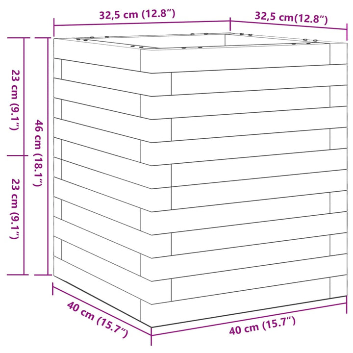 plantekasse 40x40x46 cm massivt fyrretræ gyldenbrun
