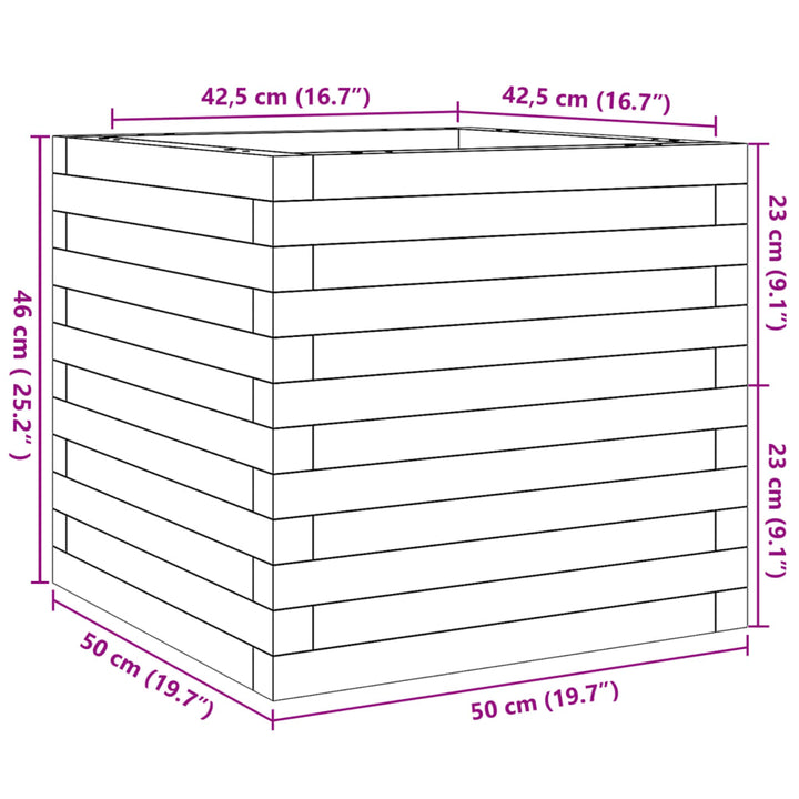 plantekasse 50x50x46 cm massivt fyrretræ