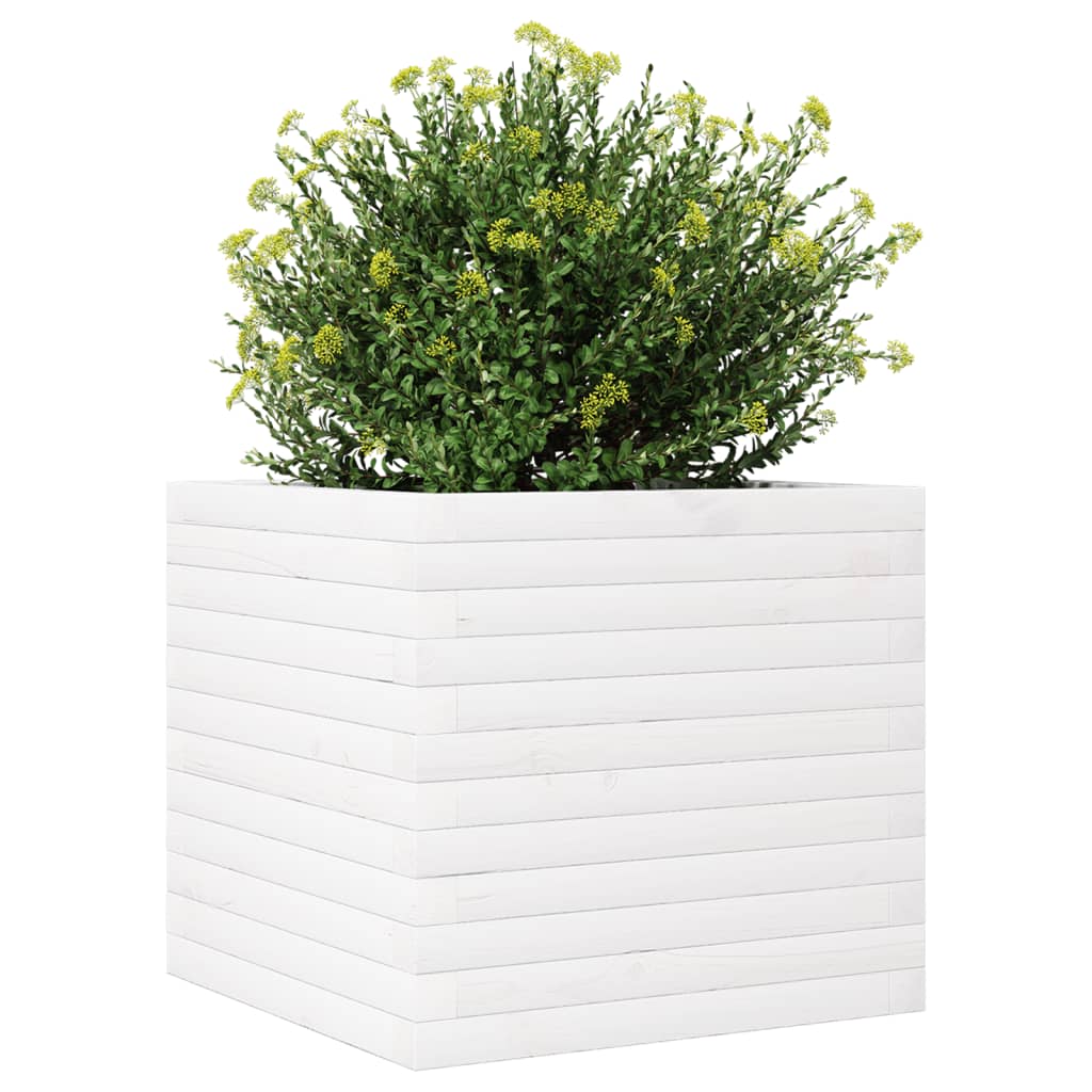 plantekasse 50x50x46 cm massivt fyrretræ hvid