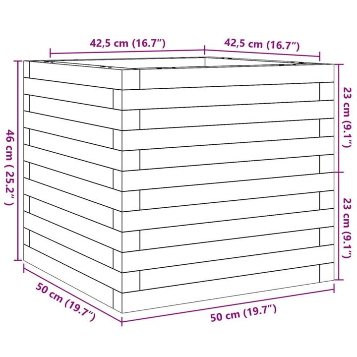 plantekasse 50x50x46 cm massivt fyrretræ hvid