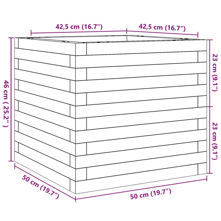 plantekasse 50x50x46 cm massivt fyrretræ gyldenbrun