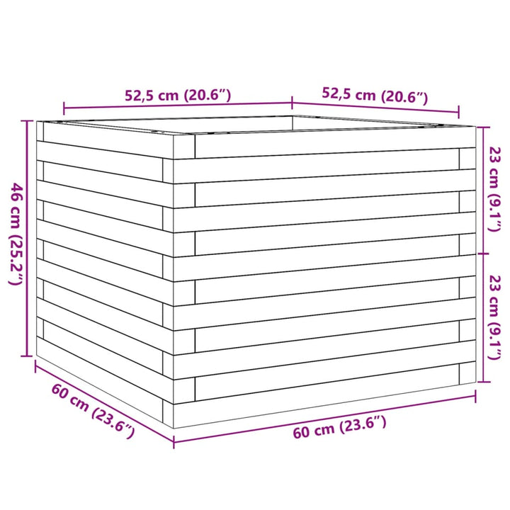 plantekasse 60x60x46 cm massivt fyrretræ hvid
