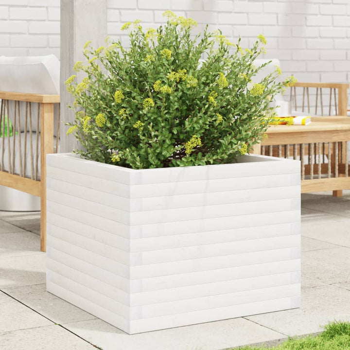 plantekasse 60x60x46 cm massivt fyrretræ hvid