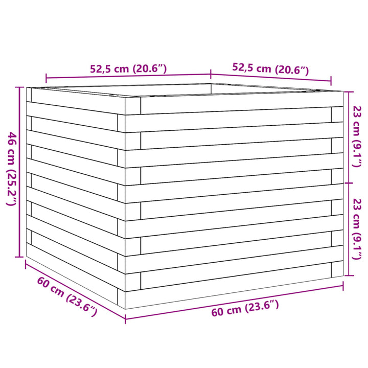 plantekasse 60x60x46 cm massivt fyrretræ gyldenbrun