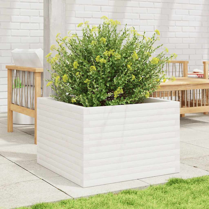 plantekasse 70x70x46 cm massivt fyrretræ hvid